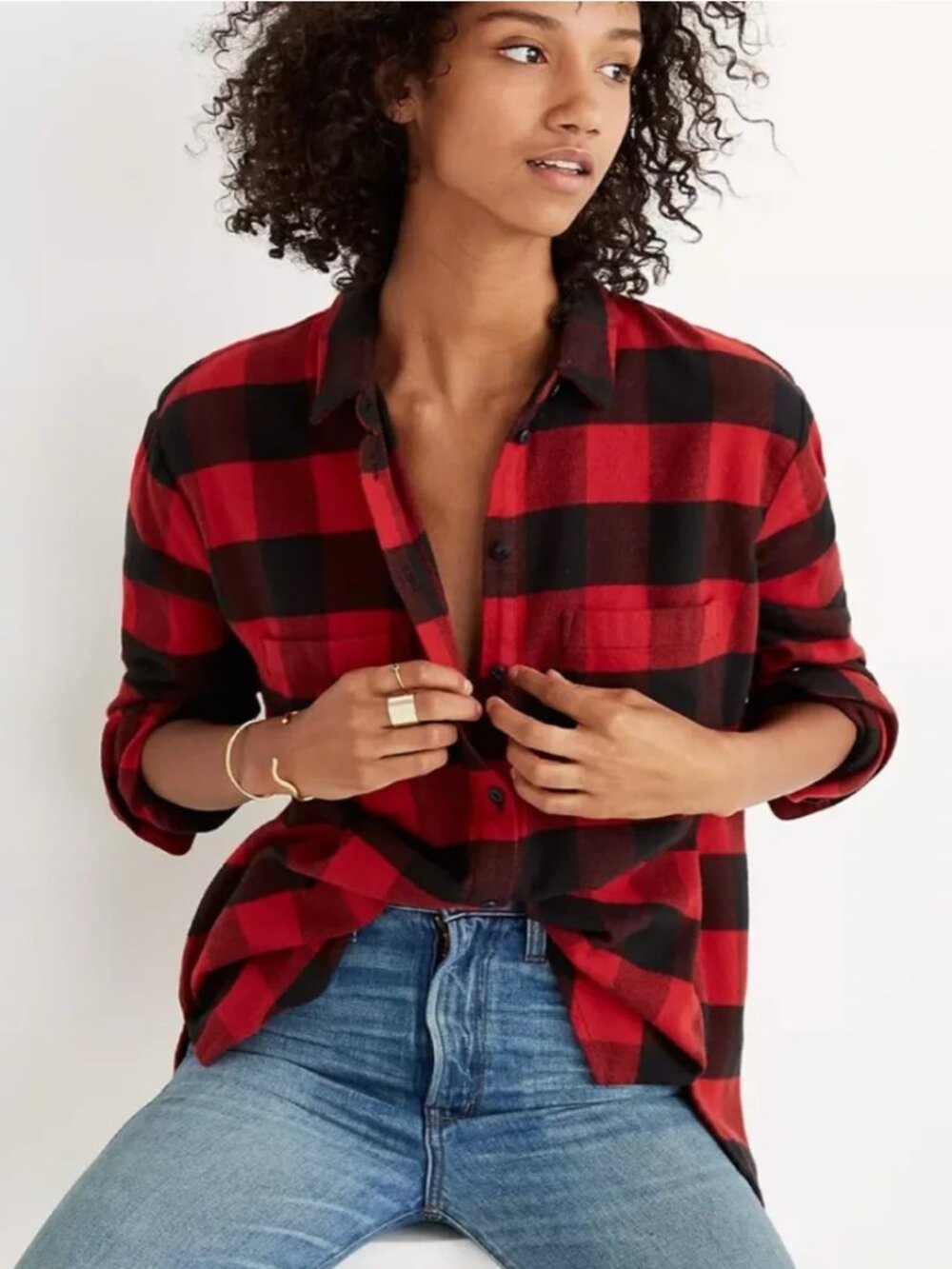 Madewell Buffalo Check Oversized Flannel Shirt - Size Small